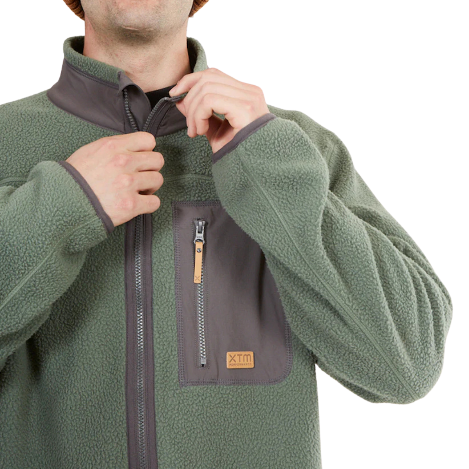 XTM Drifter Men's Plus Size Full Zip Fleece Jacket Green Size 3XL