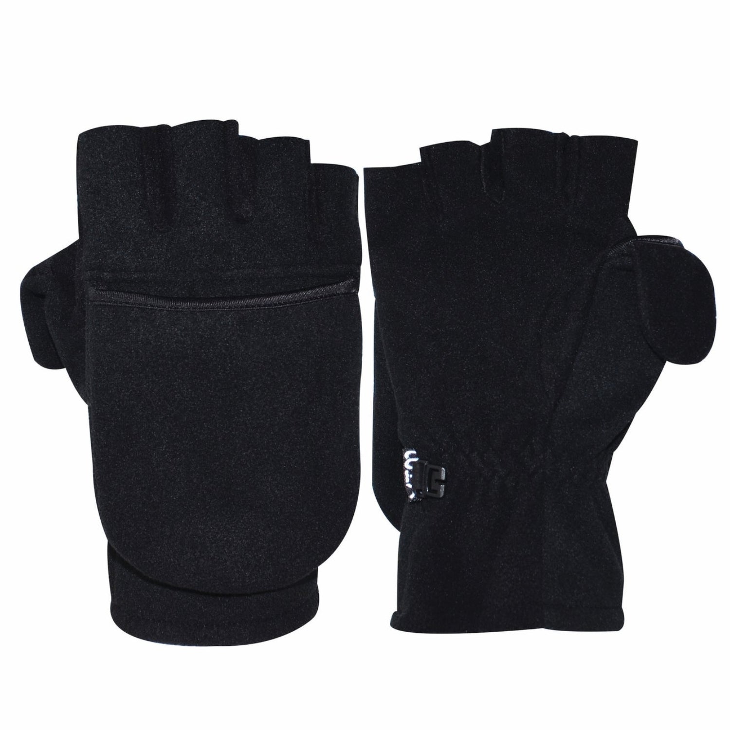 XTM Scope Hooded Fingerless Microfleece Black Gloves