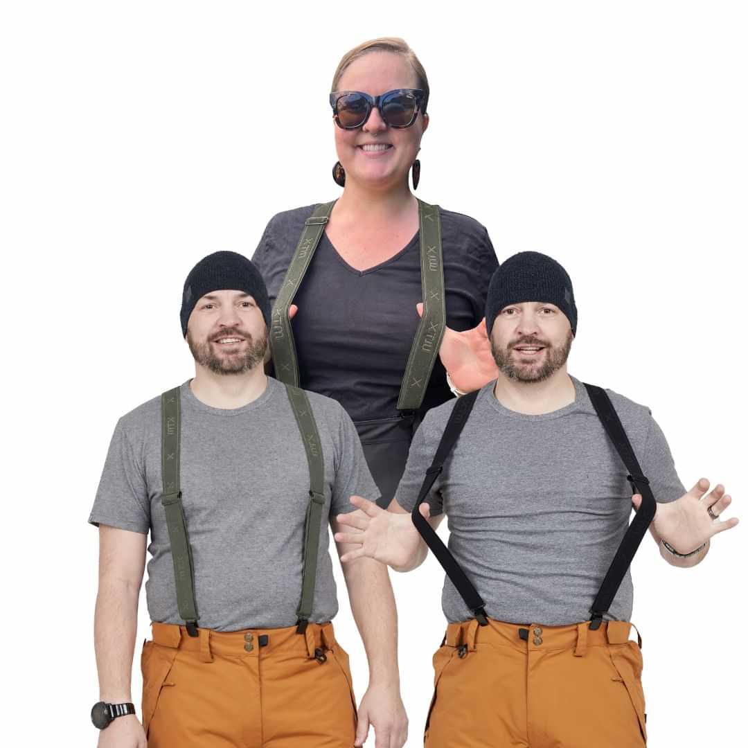 XTM Braces Suspenders Wide Strap Black and Sage Green hero image