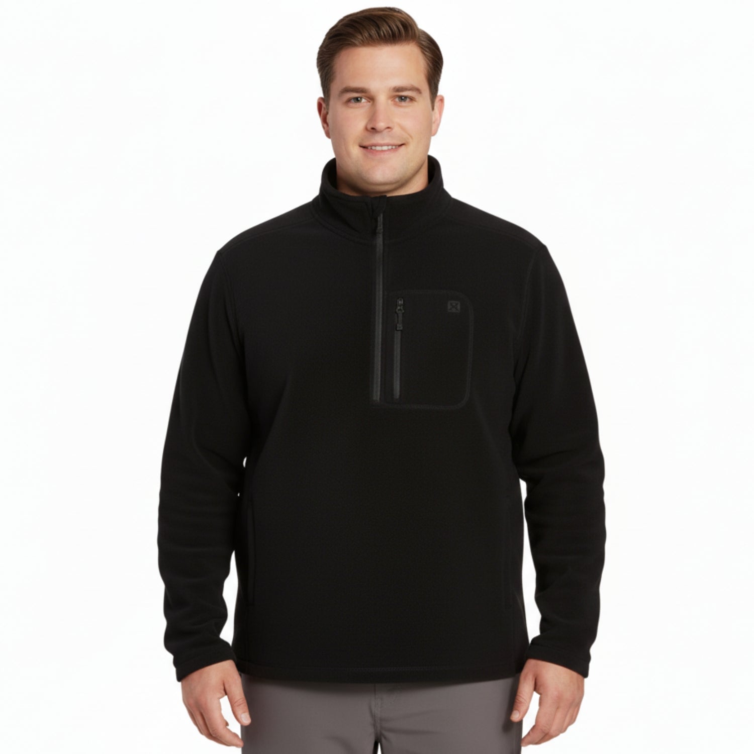 XTM Marengo 1/4 Zip Neck Mens Plus Size Fleece Black Sizes 2XL - 3XL