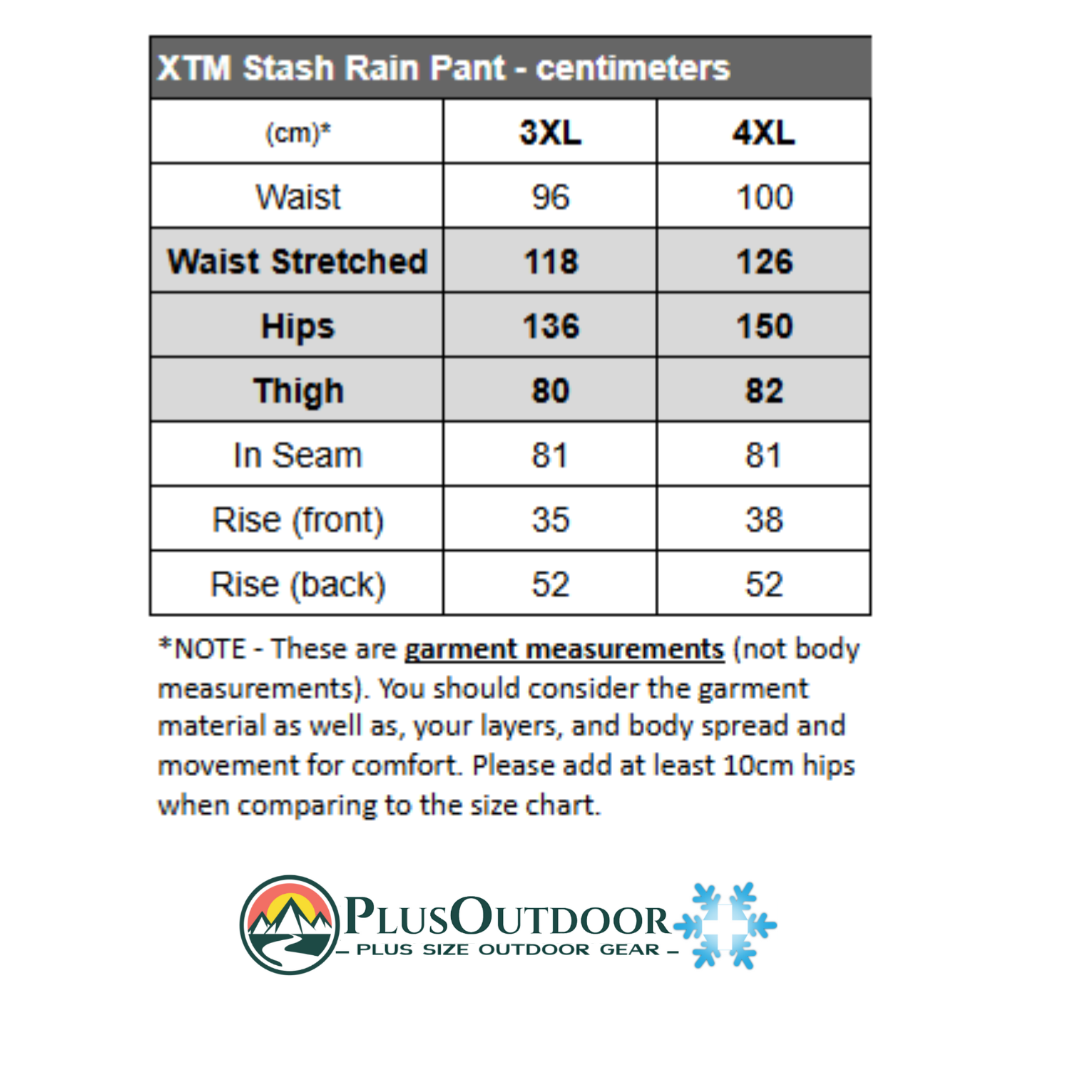 XTM Stash 2L Shell Plus Size Rain Pants Unisex Plus Sizes 3XL - 4XL