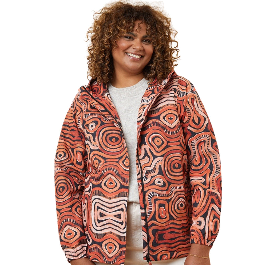 Amble Elements Womens Plus Size Rain Jacket Makukara Ngurra size 2XL