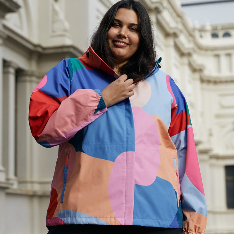 Amble Elements Womens Plus Size Rain Jacket Opal 2XL-4XL