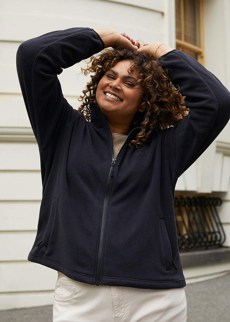 Amble Falls Zip Through Women’s Fleece Jacket Graphite Plus Size 3XL