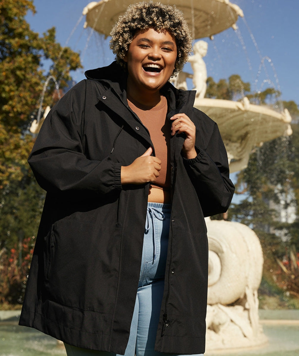 Amble Refuge Womens Plus Size Waterproof Jacket Long Black 2XL-5XL