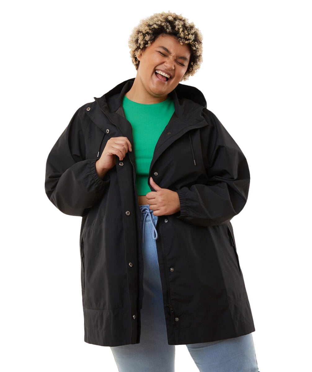 Amble Refuge Womens Plus Size Waterproof Jacket Long Black 2XL-5XL