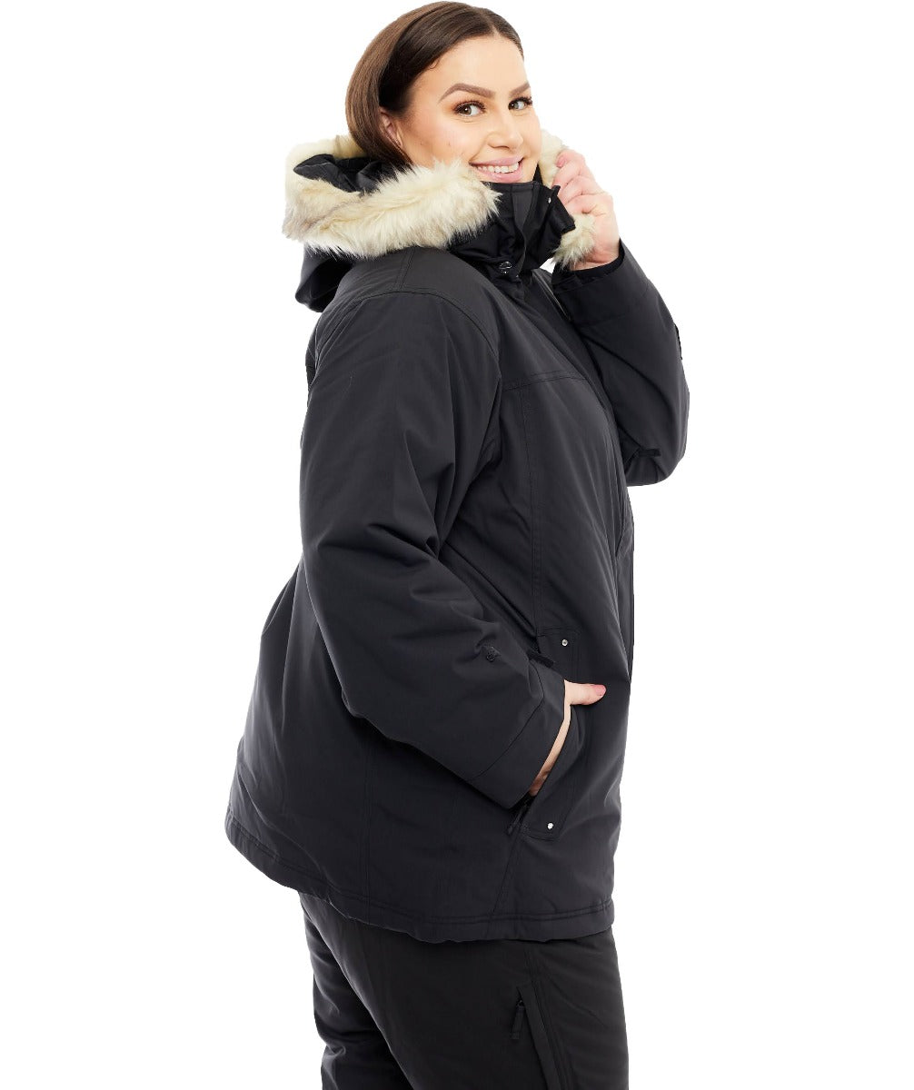 Cartel Brooklyn Stretch Women's Plus Size Ski Jacket Black Sizes 16-30