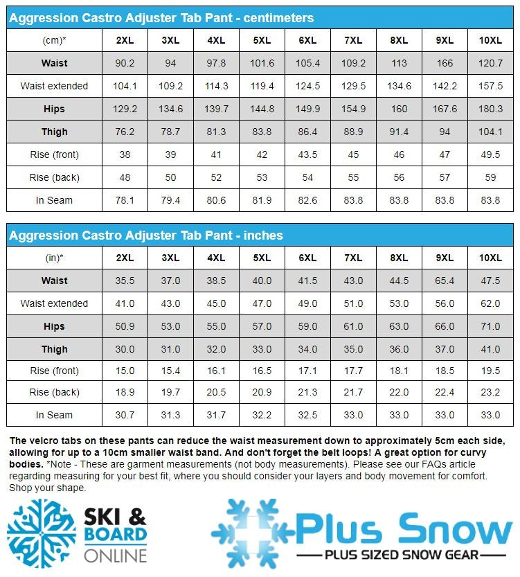 CLEARANCE - Aggression Adjuster Tab Snow Pant Black 4XL & 5XL