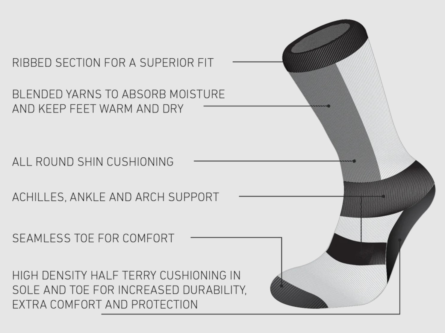 Elude Fire Merino Wool Ski Socks 3 Pack Sizes 7 - 14