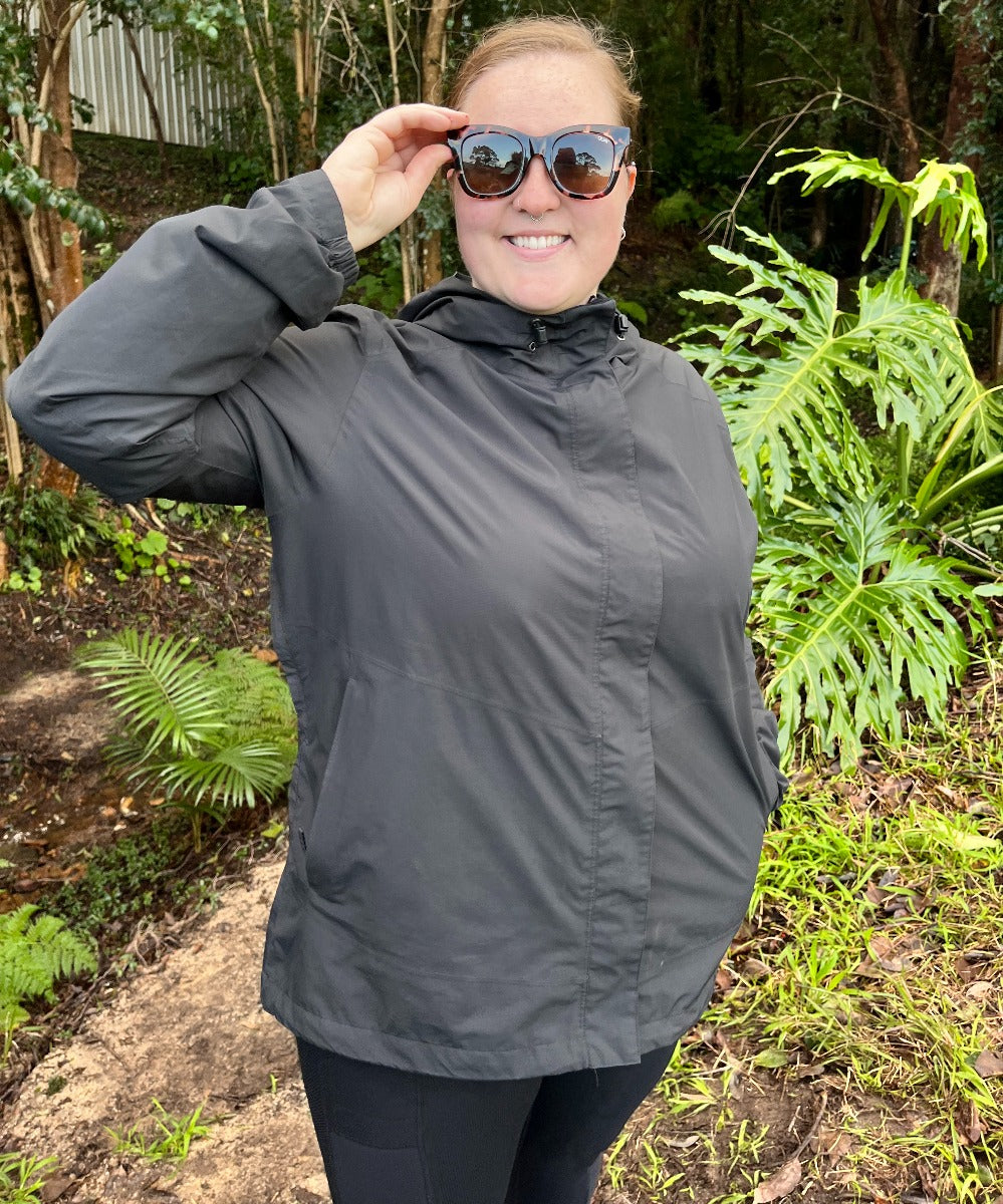 CLEARANCE - Halti Fort Shell Womens Plus Size Rain Jacket Black Size 20