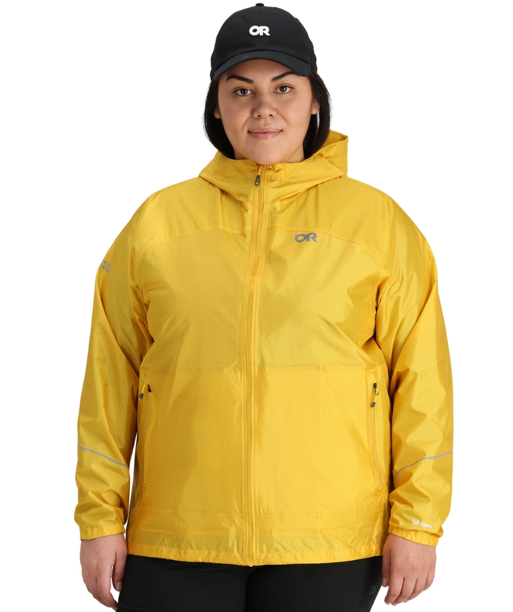 Outdoor Research Helium Women's Plus Size Rain Jacket Saffron sizes 2X - 3X