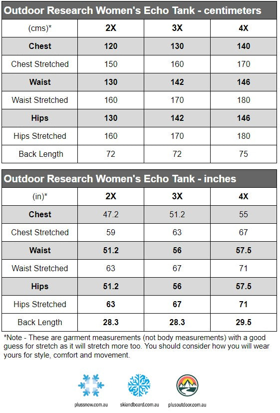 Outdoor Research Womens Echo Plus Size Tank Top Black 2X - 4X