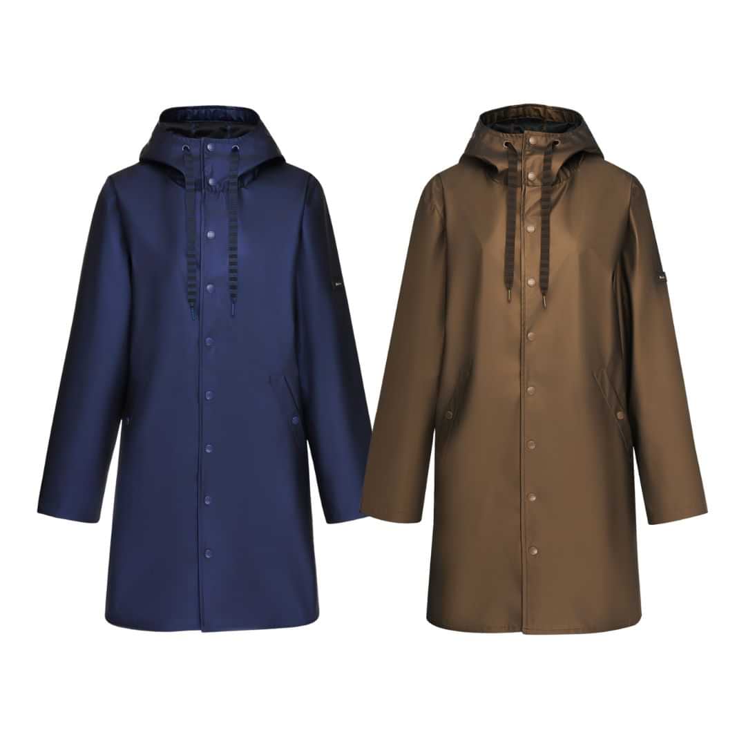 A Product Video for Moke Charlie Womens Rain Coat Metallic Blue Plus Sizes 2XL-4XL