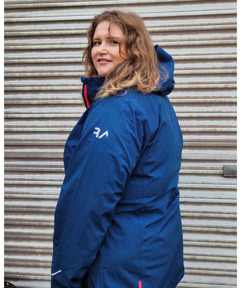 Raiski Magde Long Womens Plus Size Rain Shell Jacket Blue Size 18-20