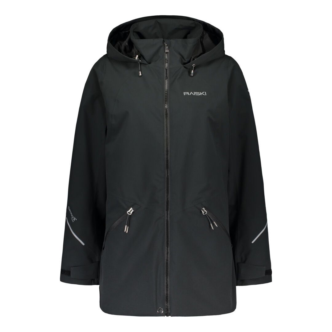 CLEARANCE - Raiski Magde Long Womens Plus Size Rain Shell Jacket Black Size 22