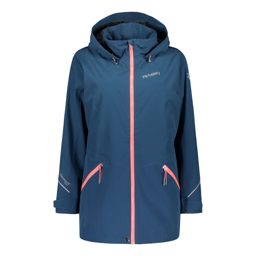 Raiski Magde Long Womens Plus Size Rain Shell Jacket Blue Size 18-20