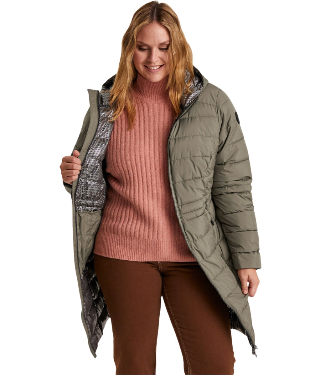 Stoy Abbess Womens Long Puffer Winter Coat Light Olive size 26-28