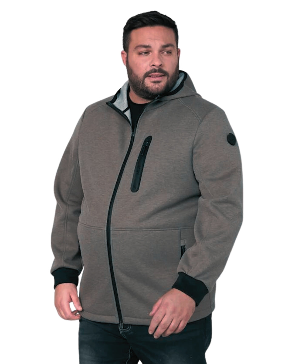 Clearance - Stoy Scuba Mens Plus Size Zip Jacket Grey Sizes 2XL-6XL