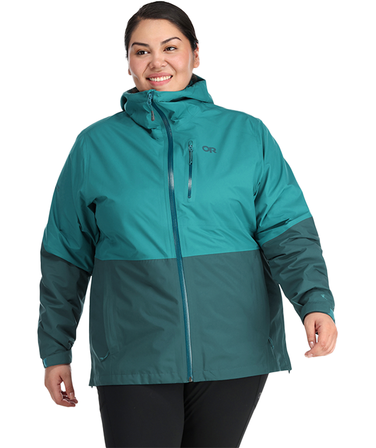 Outdoor Research Women’s Aspire II Goretex Rain Shell Jacket Deep Lake Teal size 1X