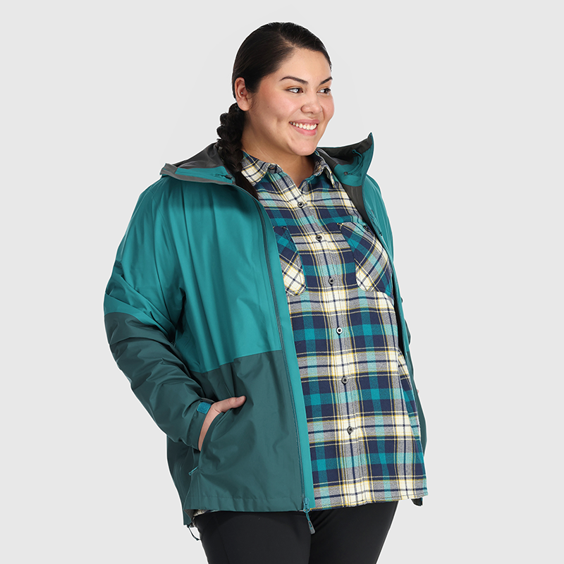 Outdoor Research Women’s Aspire II Goretex Rain Shell Jacket Deep Lake Teal size 1X