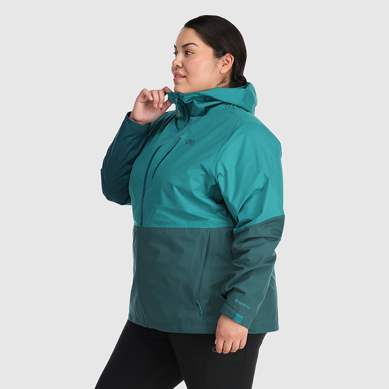 Outdoor Research Women’s Aspire II Goretex Rain Shell Jacket Deep Lake Teal size 1X
