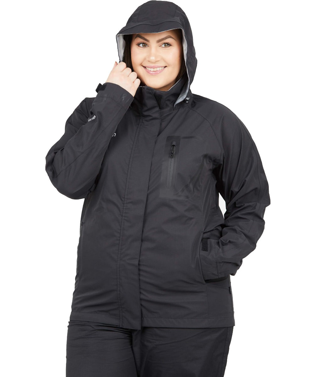 CLEARANCE - XTM Feathertop shell women's plus size rain Jacket Black Sizes 16-22 & 28