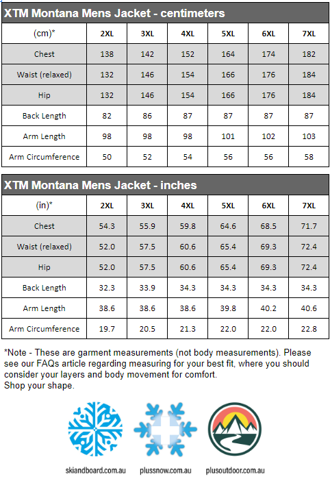 XTM Montana Mens Plus Size Ski Jacket Ocean sizes 6XL-7XL