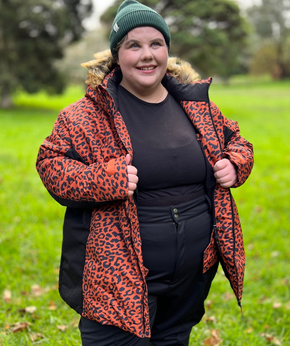 CLEARANCE - XTM Perisher Womens Plus Size Jacket Leopard sizes 18 -22