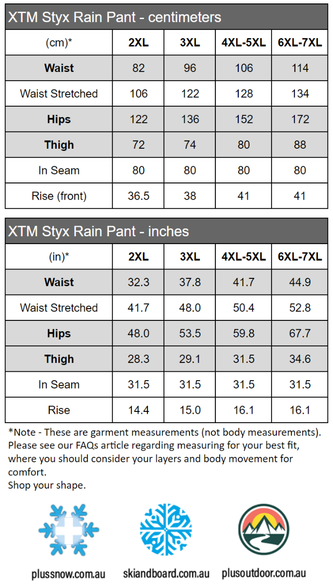 XTM Styx Shell Rain Pants Mens Plus Size 3XL - 7XL